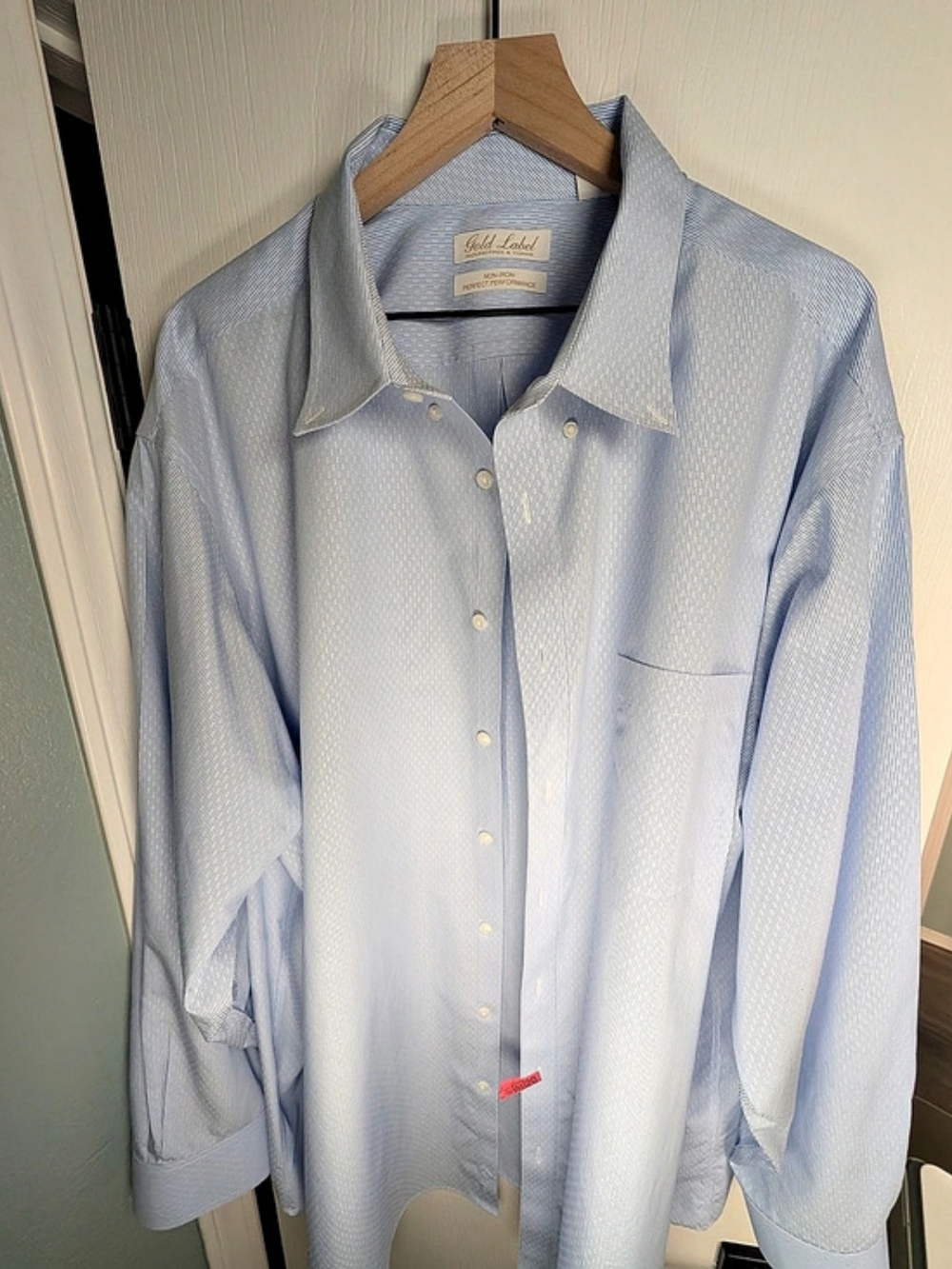 Gold Label Men’s - Light Blue Pinstripe Dress Shirt - Picture 2 of 6